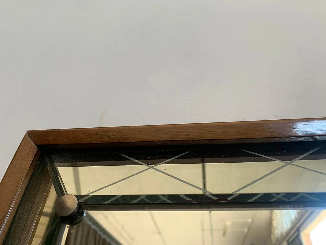 Specchio Art Deco con bordo rialzato e inciso, anni '30 1276174