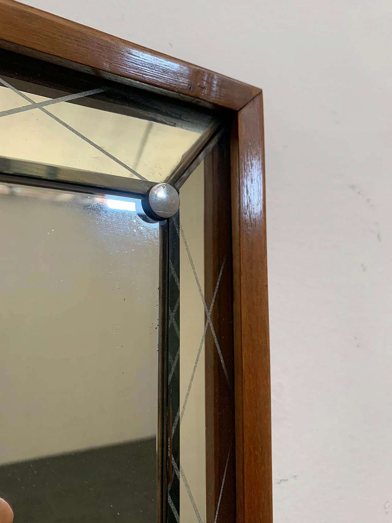 Specchio Art Deco con bordo rialzato e inciso, anni '30 1276175