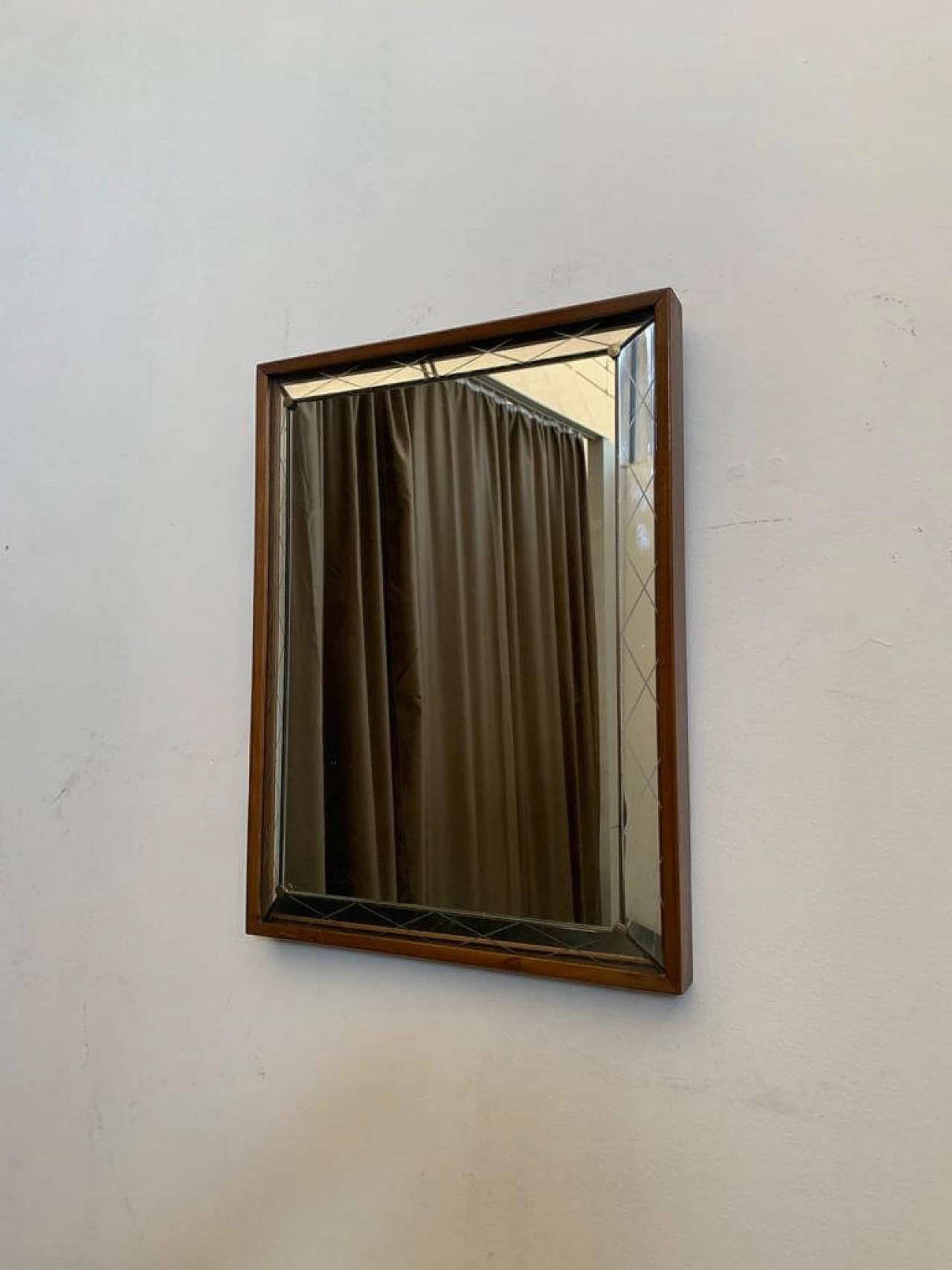 Specchio Art Deco con bordo rialzato e inciso, anni '30 1276183