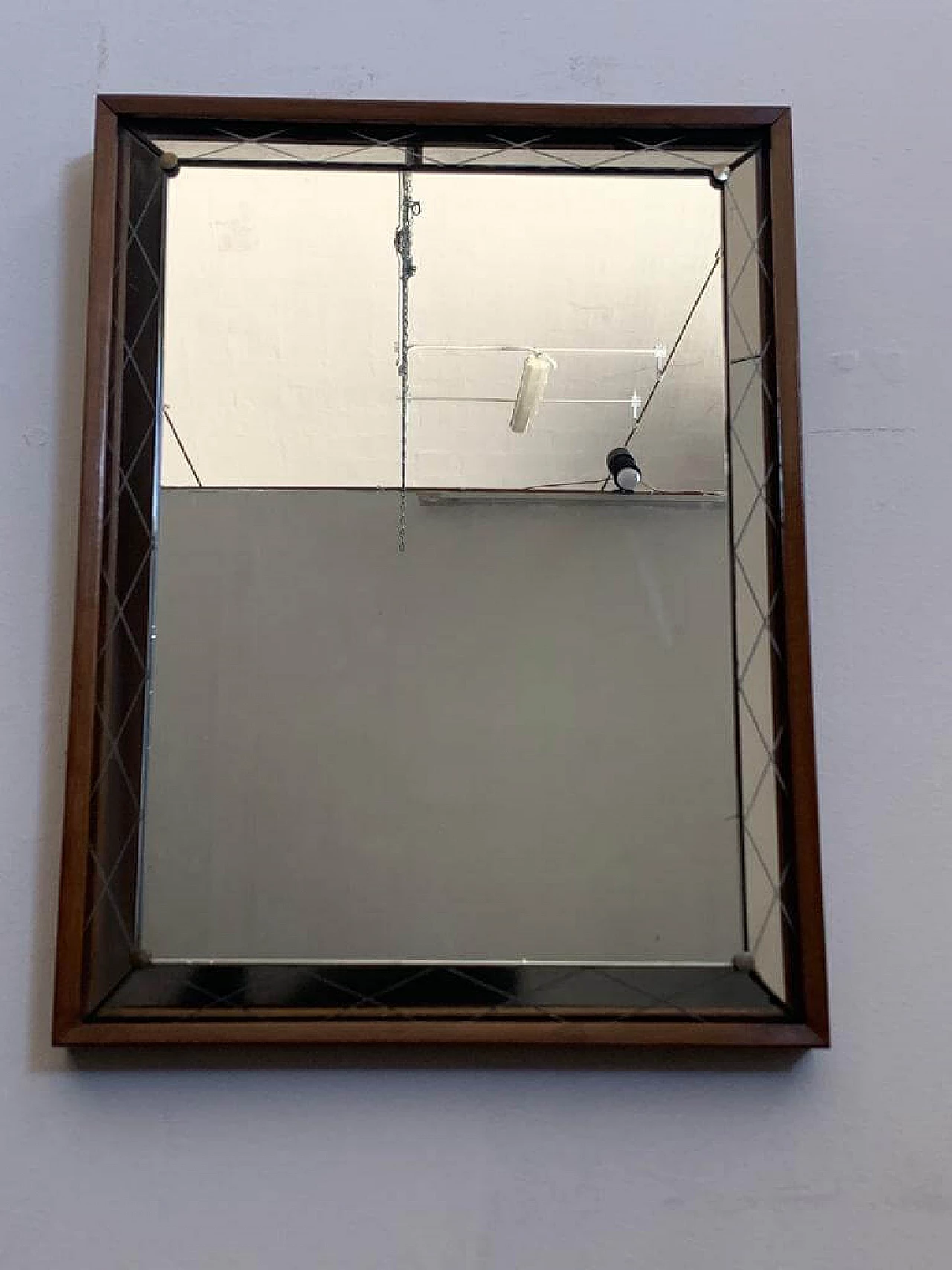 Specchio Art Deco con bordo rialzato e inciso, anni '30 1276184