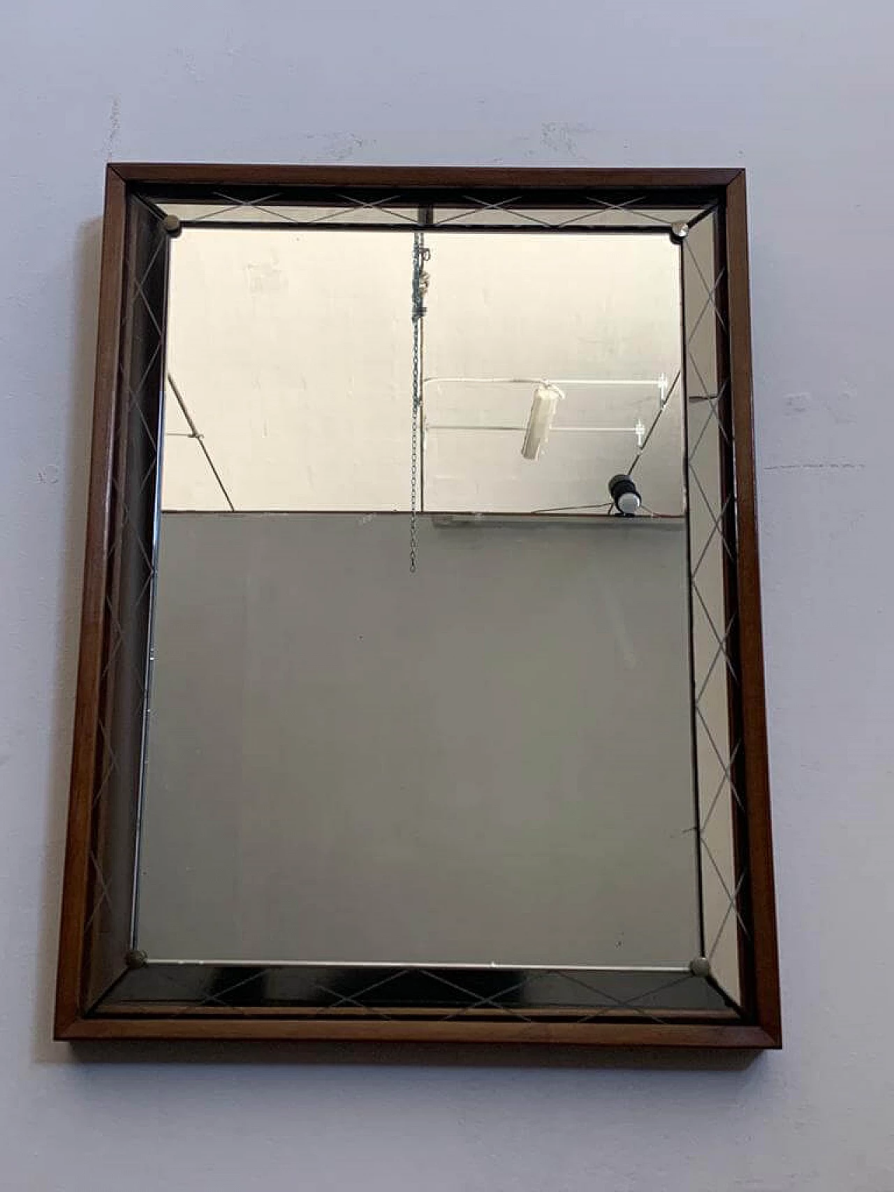 Specchio Art Deco con bordo rialzato e inciso, anni '30 1276187