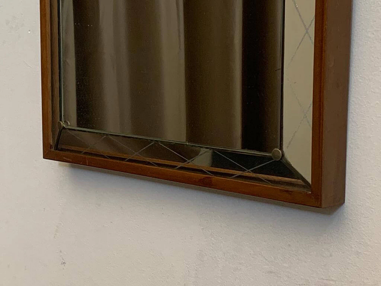 Specchio Art Deco con bordo rialzato e inciso, anni '30 1276189