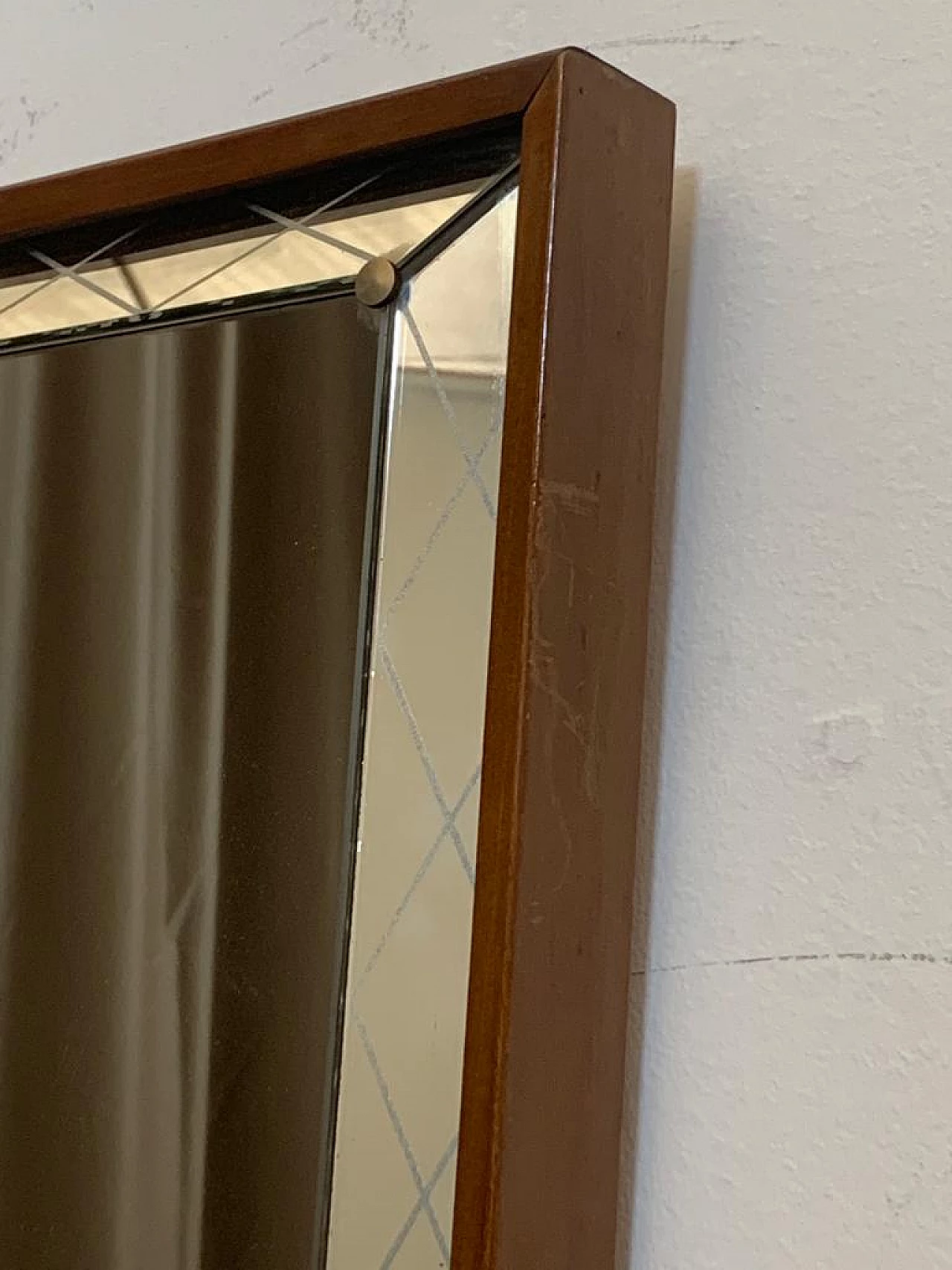 Specchio Art Deco con bordo rialzato e inciso, anni '30 1276190