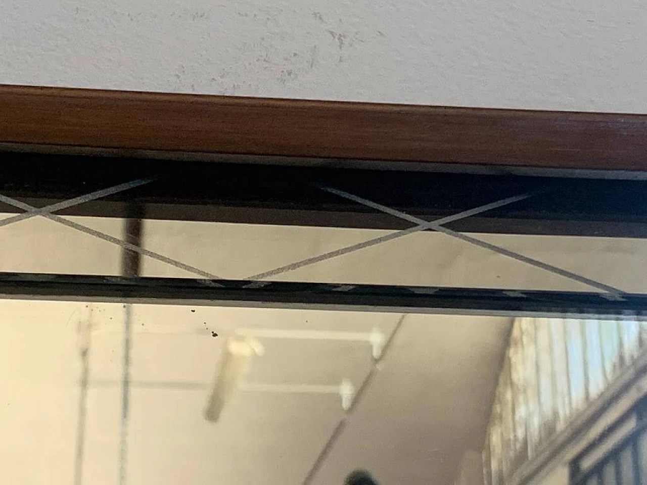 Specchio Art Deco con bordo rialzato e inciso, anni '30 1276196