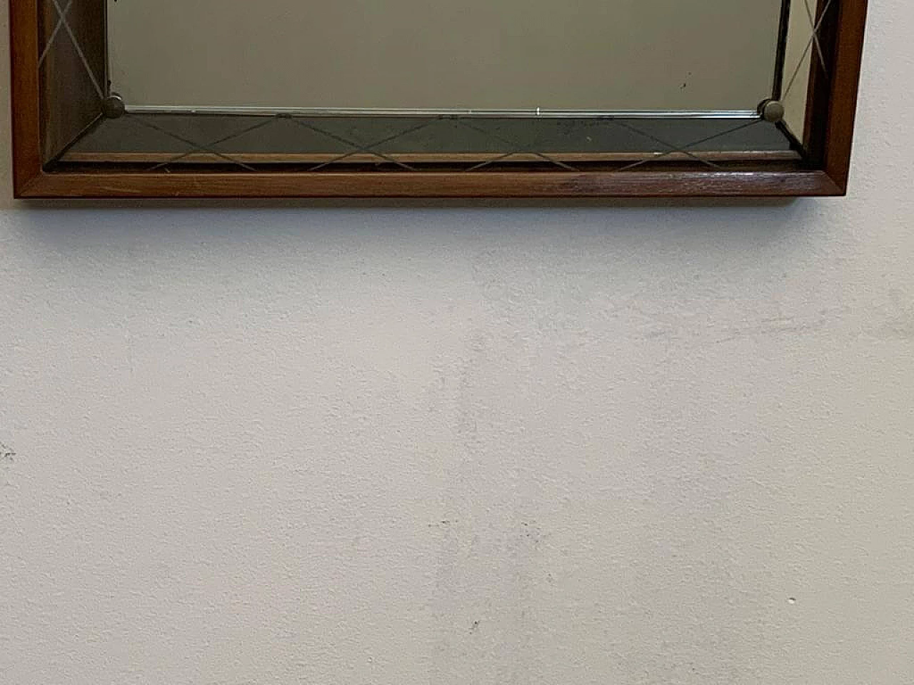 Specchio Art Deco con bordo rialzato e inciso, anni '30 1276197