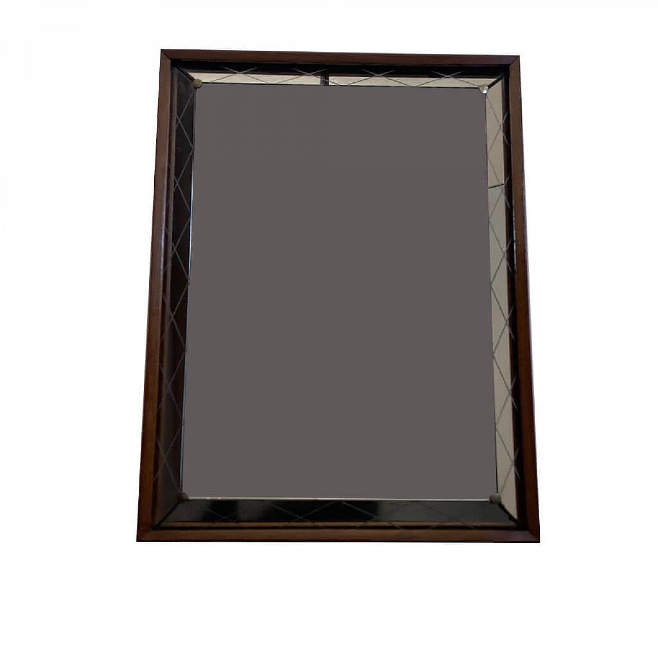 Specchio Art Deco con bordo rialzato e inciso, anni '30 1276213