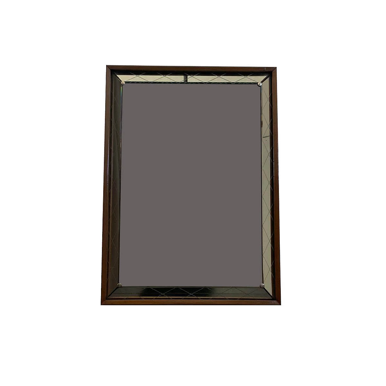 Specchio Art Deco con bordo rialzato e inciso, anni '30 1276215