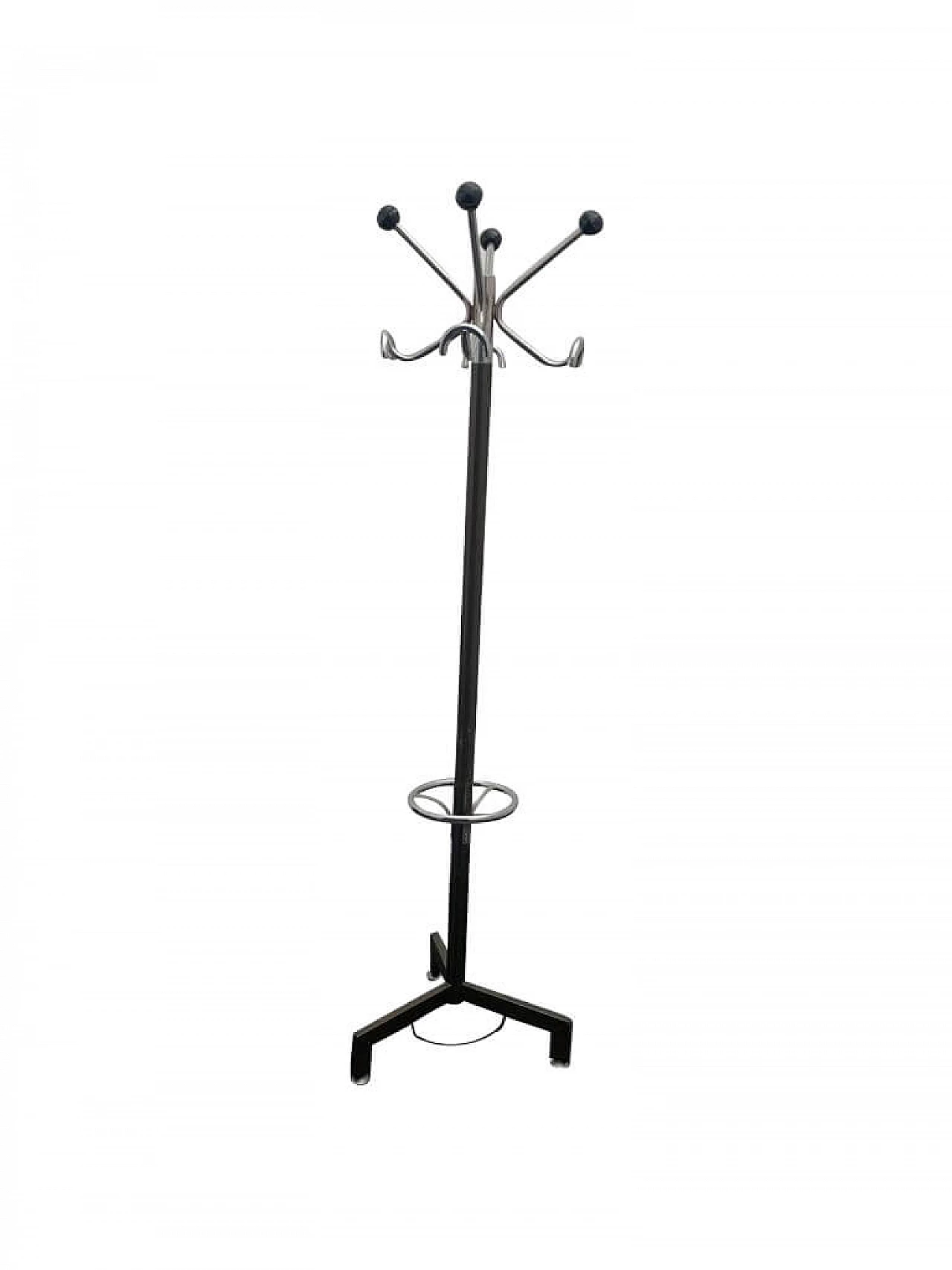 Coat stand in steel and anthracite lacquer, 70s 1276285