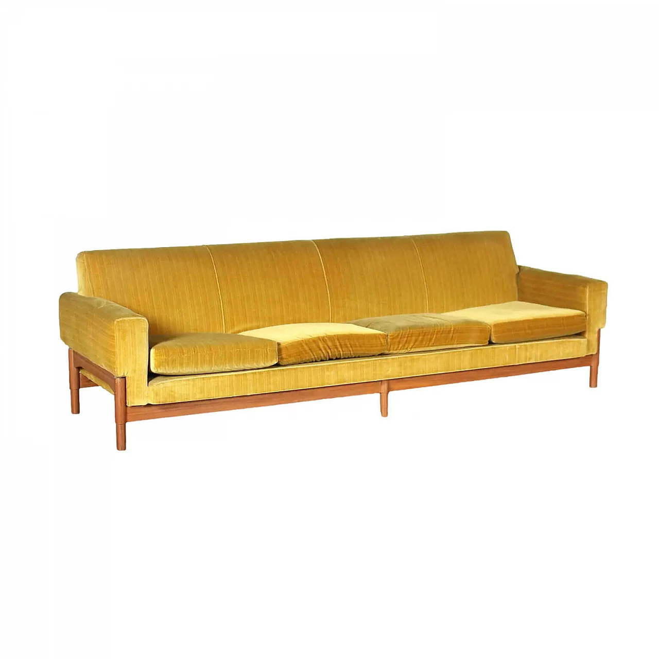 Kiushu sofa in teak and velvet by Saporiti, 60s 1276394