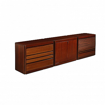 Modular sideboard in rosewood by Angelo Mangiarotti for Molteni&C.