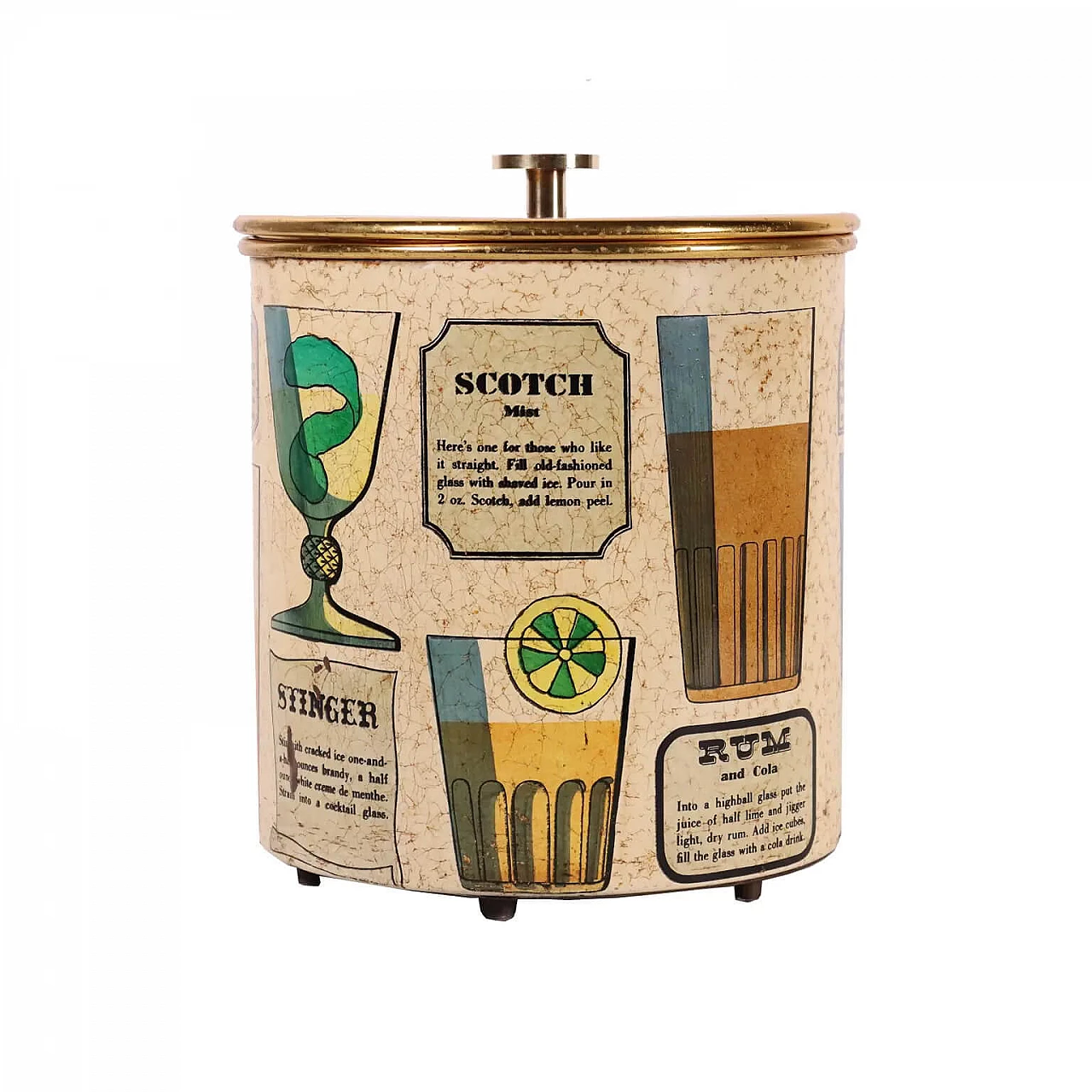 Ice bucket in iron and gilded metal by Piero Fornasetti for Fornasetti, 50s 1276469