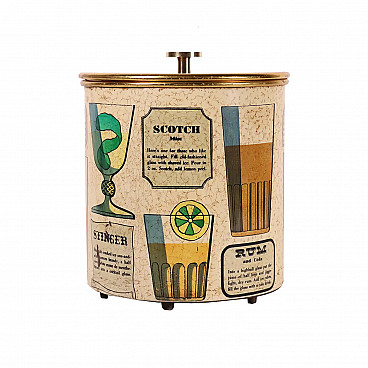 Ice bucket in iron and gilded metal by Piero Fornasetti for Fornasetti, 50s