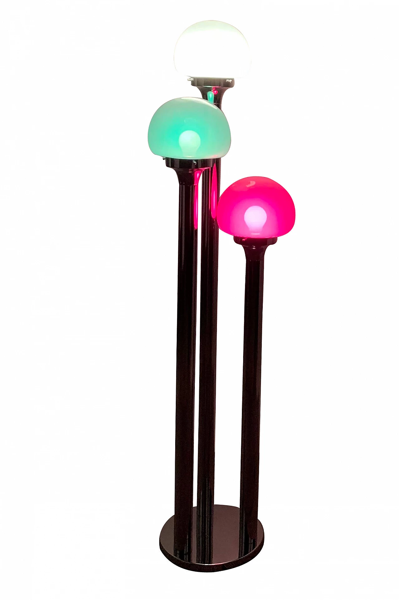 Steel and glass floor lamp, 70s 1276833
