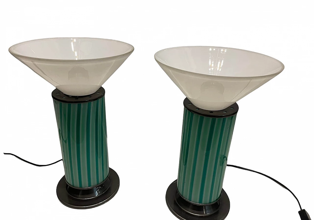 Pair of table lamps in mint green Murano glass, 1970s 1276976