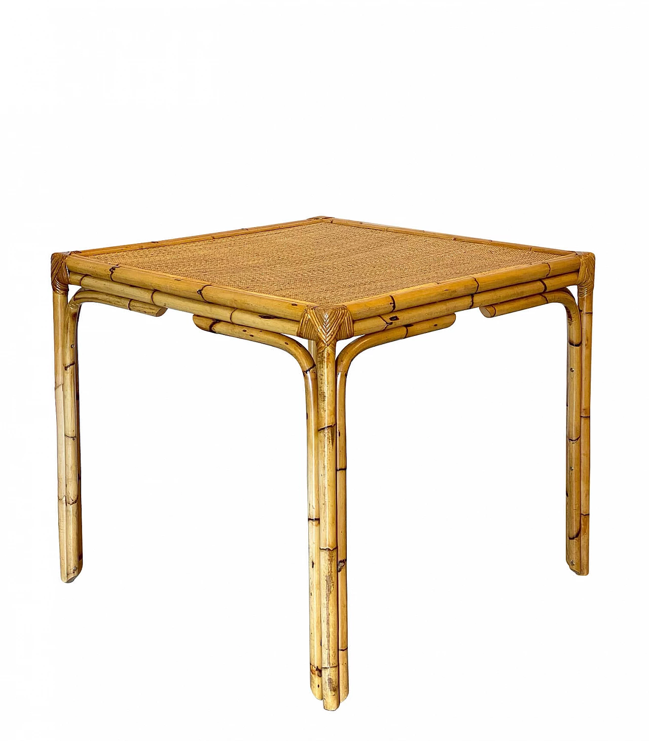 Tavolo in vimini e bambù, anni '70 1277045