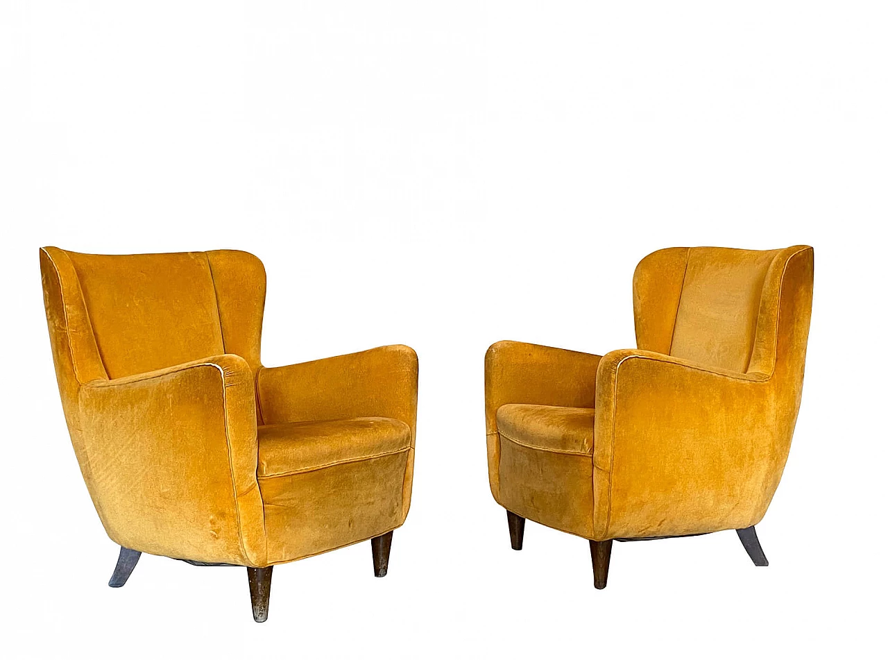 Pair of velvet armchairs, 1960s 1277063