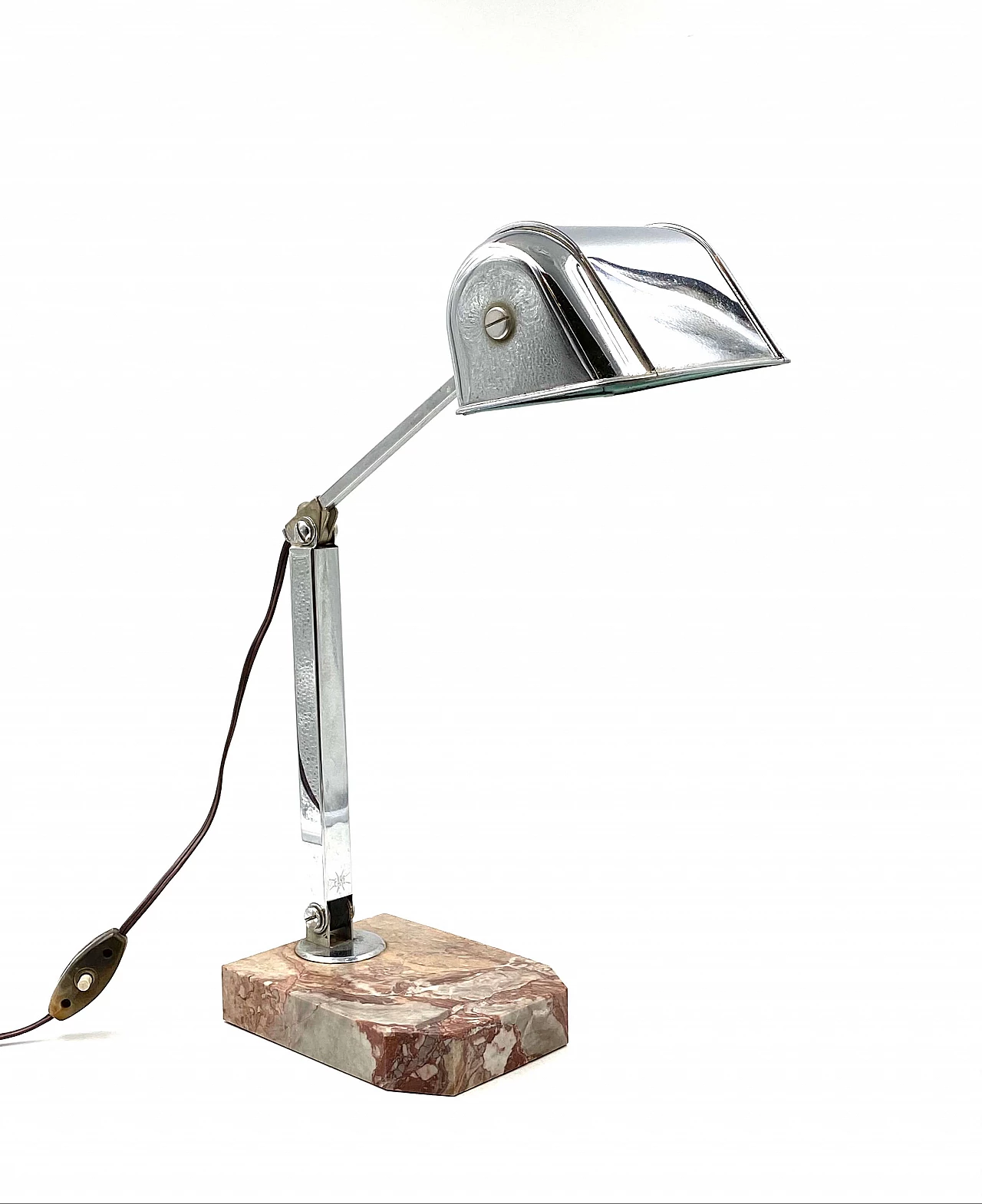 Lampada Art Deco in cromo e marmo di Fare, Francia, 1930 1277372
