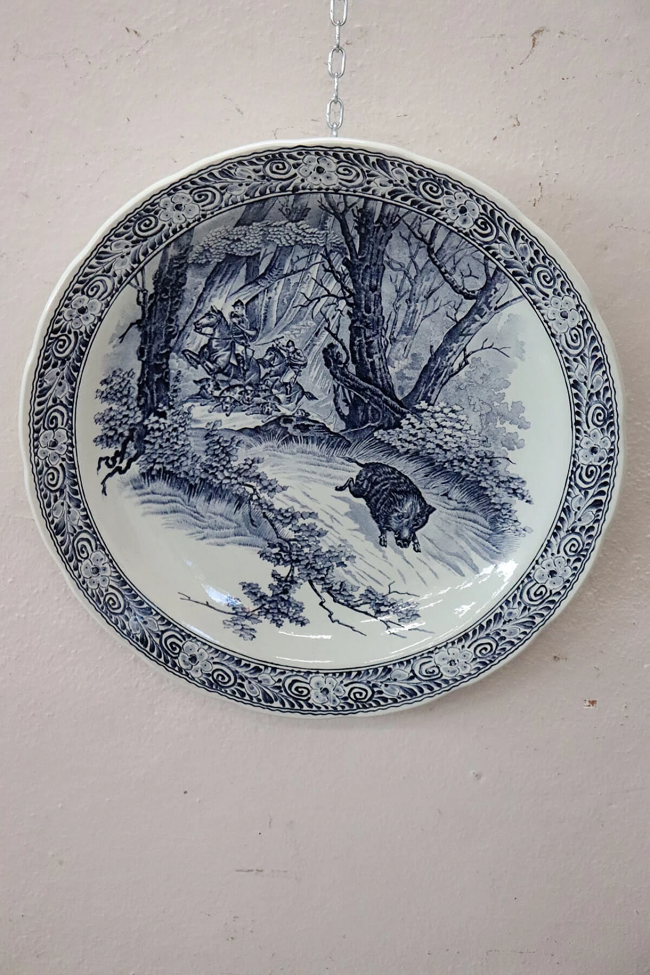 Piatto in ceramica blu e bianco di Delft, anni '50 1277450