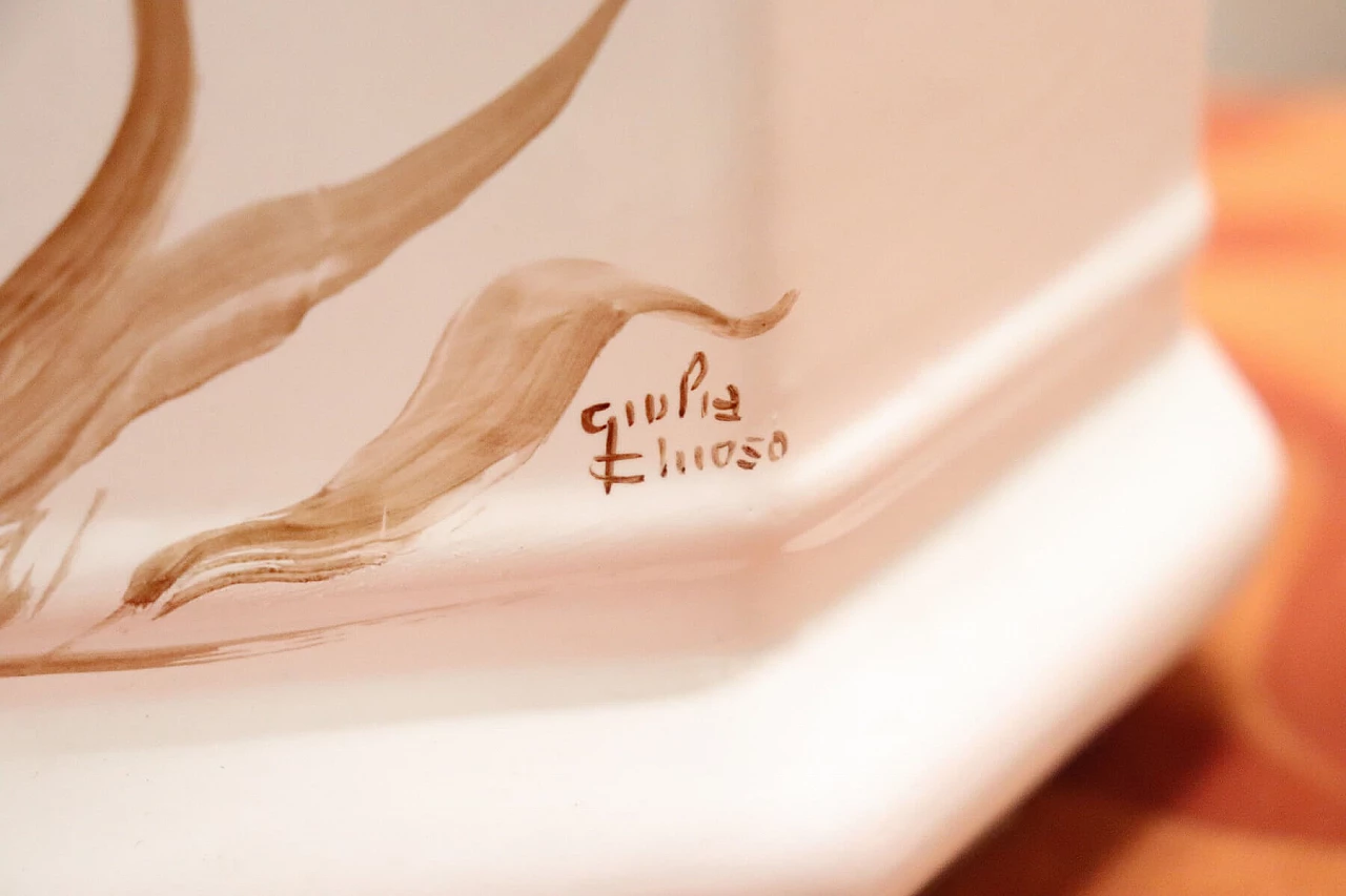 Vaso in ceramica artistica dipinto a mano, anni '80 1277456