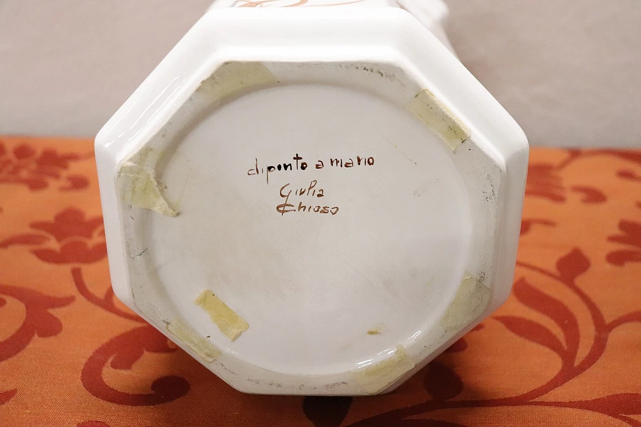 Vaso in ceramica artistica dipinto a mano, anni '80 1277459