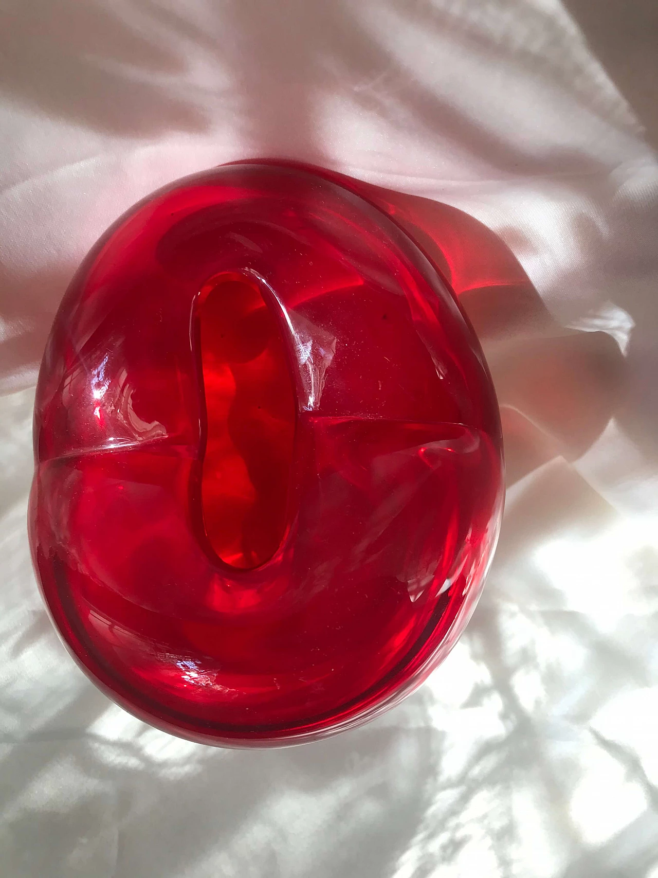 Heart-shaped Murano sommerso glass vase, 80s 1277653