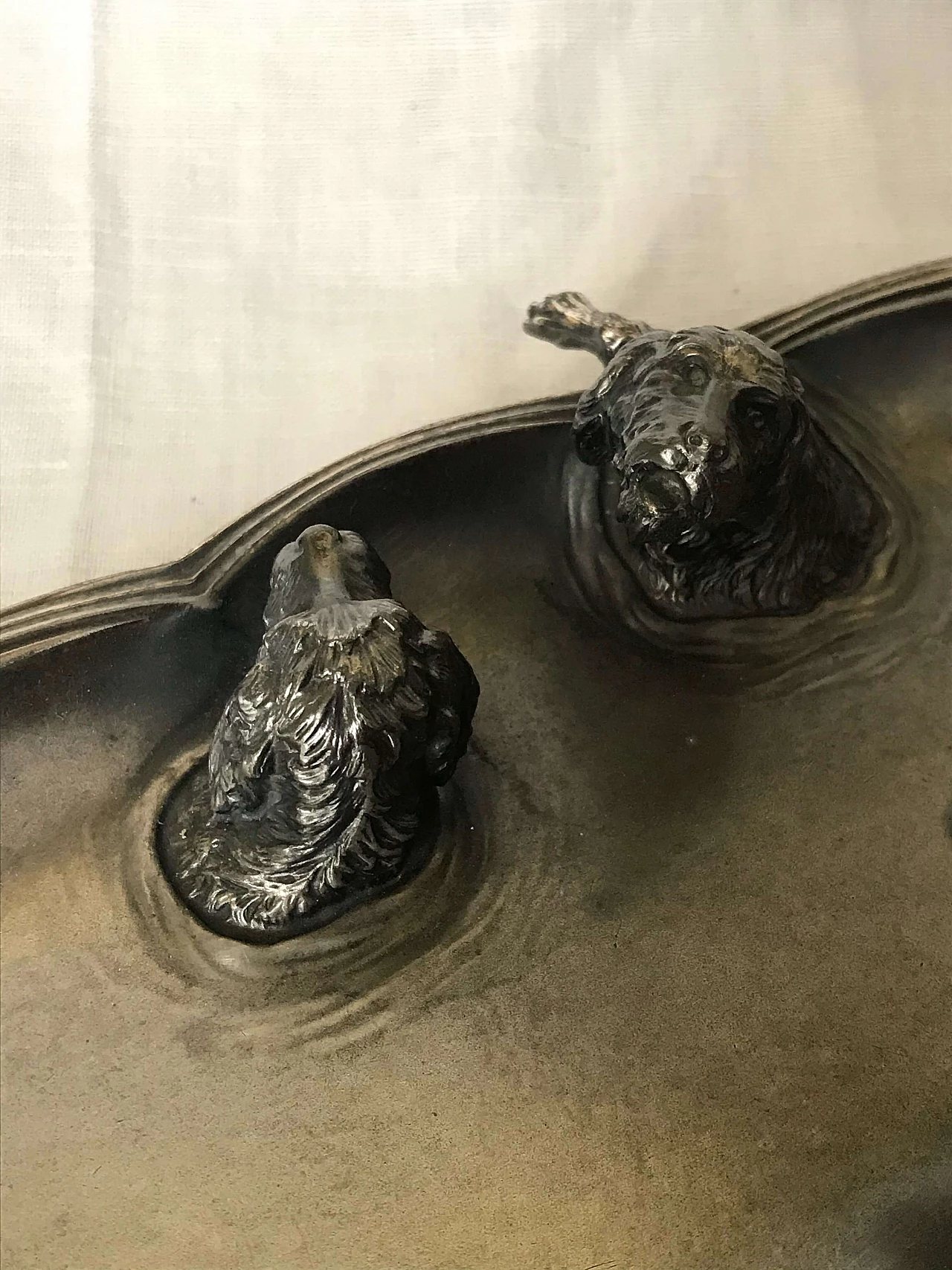 Tidy tray with girl and bathing dogs, late 19th century 1277658