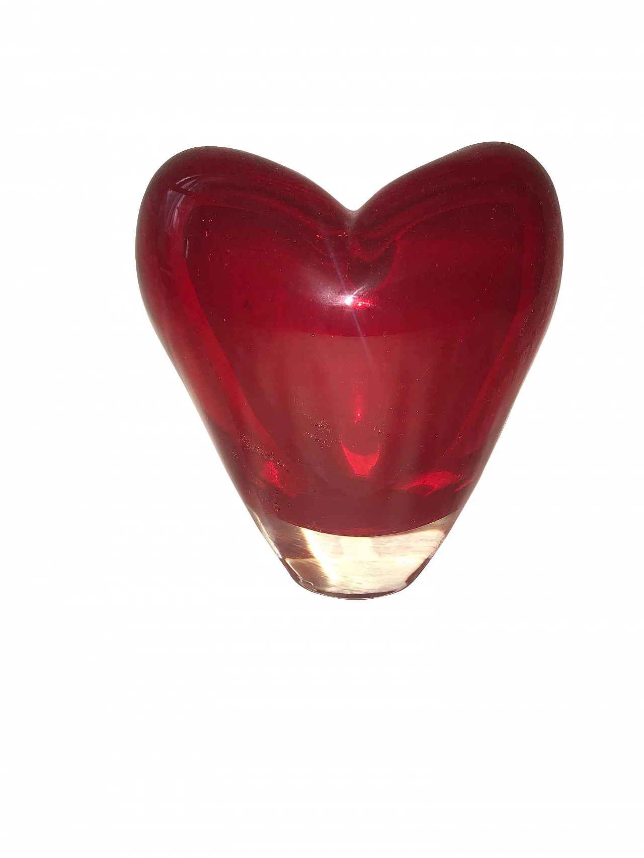 Vaso in vetro sommerso di Murano a forma di cuore, anni '80 1277684