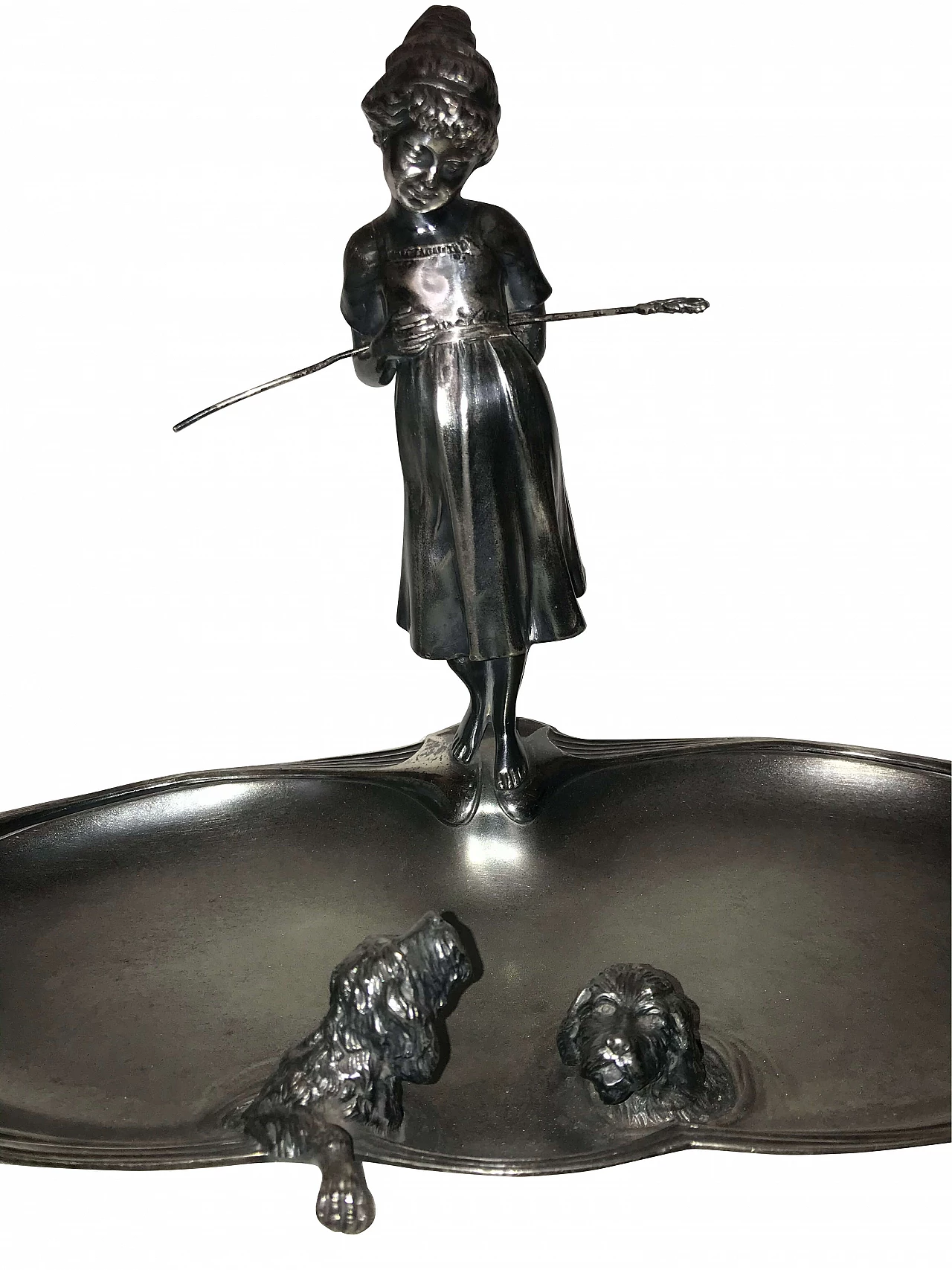 Tidy tray with girl and bathing dogs, late 19th century 1277688