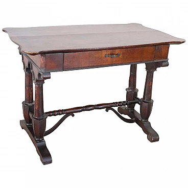 Walnut desk with drawer, mid 19th century