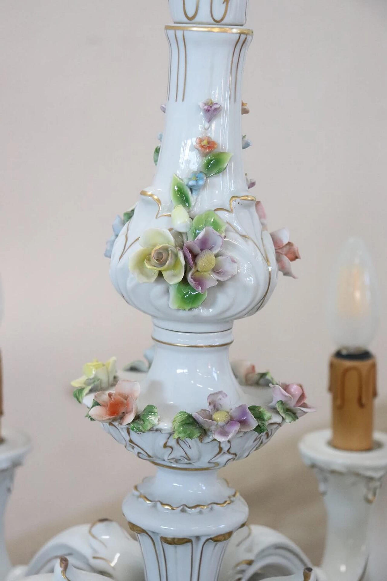 Capodimonte porcelain chandelier with five lights, 1940s 1277949