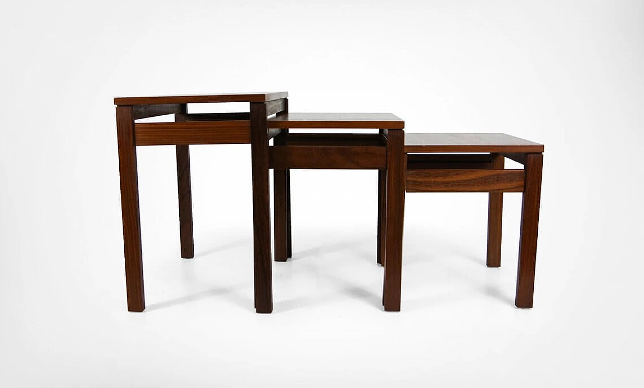 3 Stackable coffee tables in rosewood, 60s 1278024