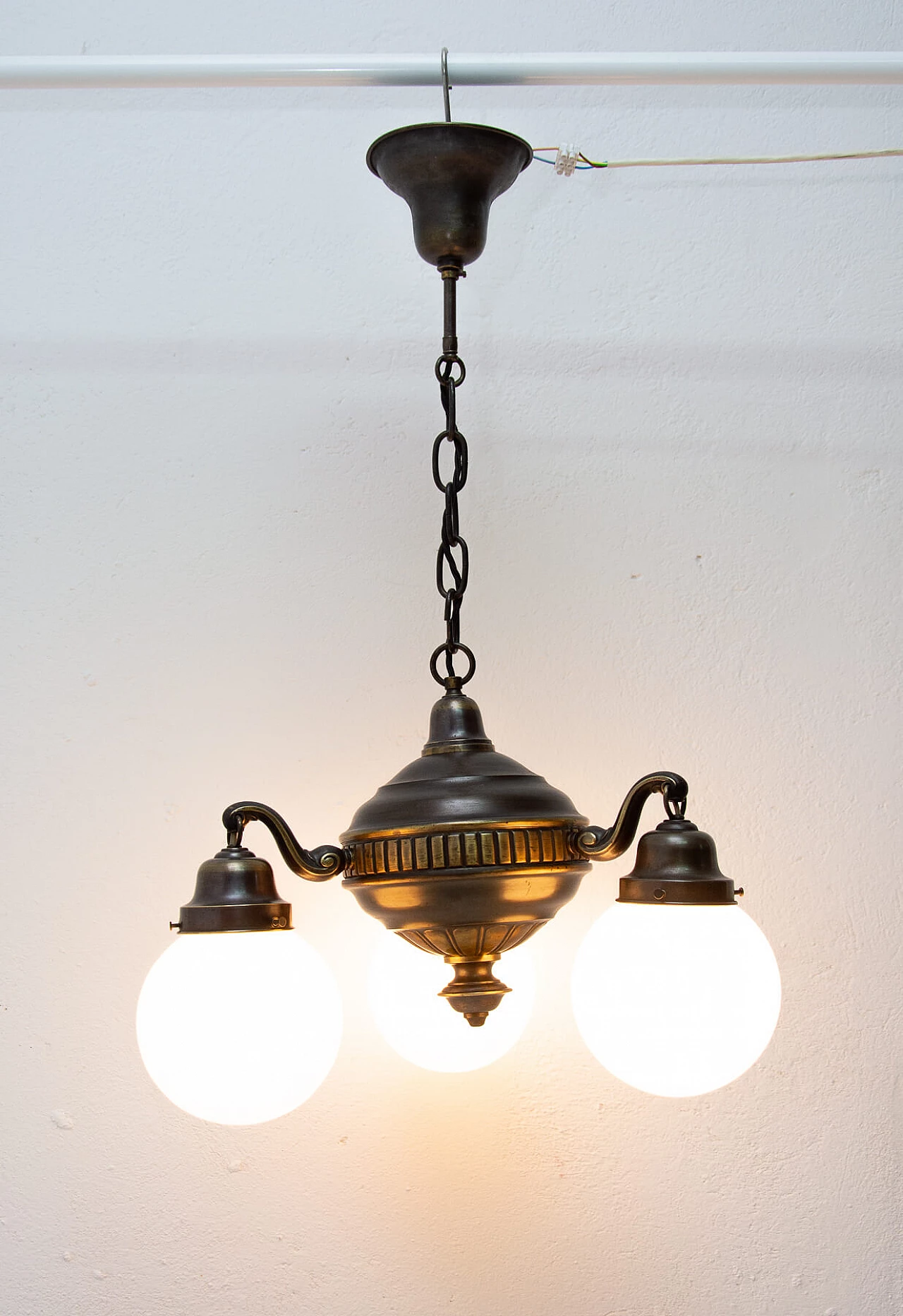 Brass three-armed chandelier, late 19th century 1278105
