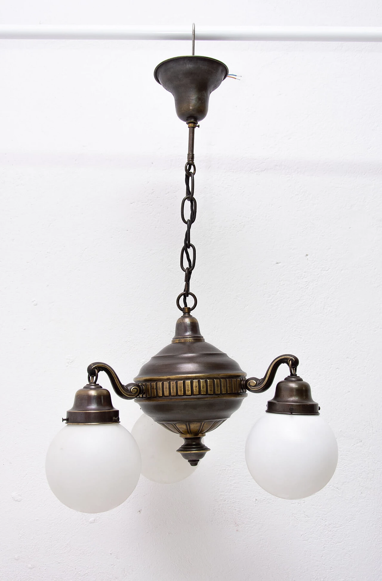 Brass three-armed chandelier, late 19th century 1278108