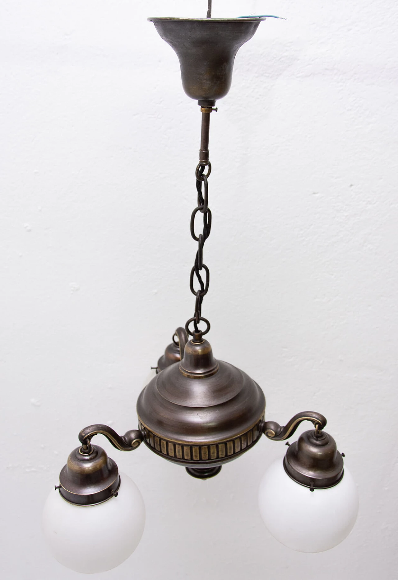 Brass three-armed chandelier, late 19th century 1278111