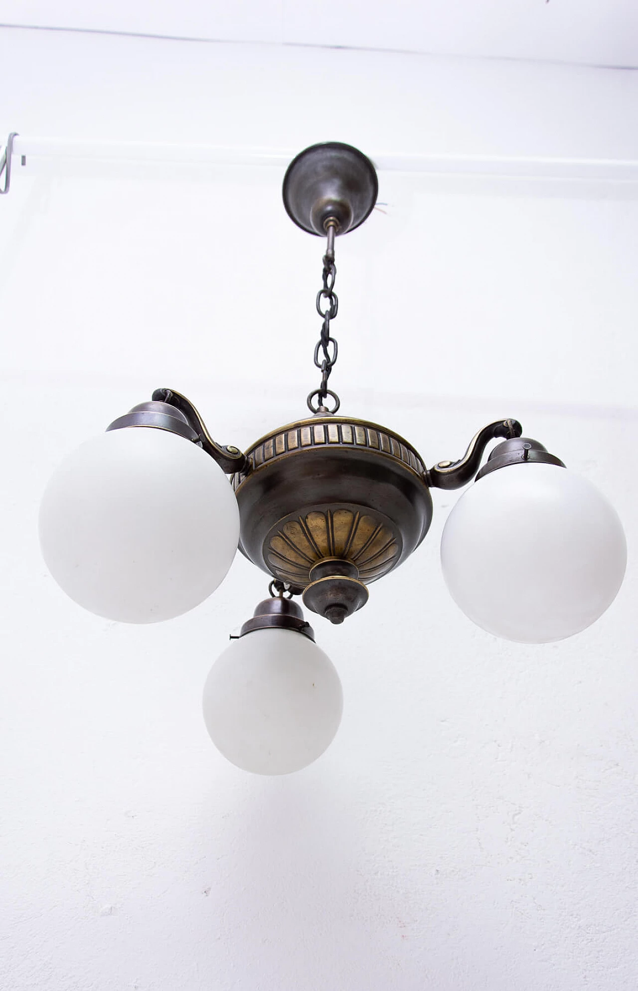 Brass three-armed chandelier, late 19th century 1278112