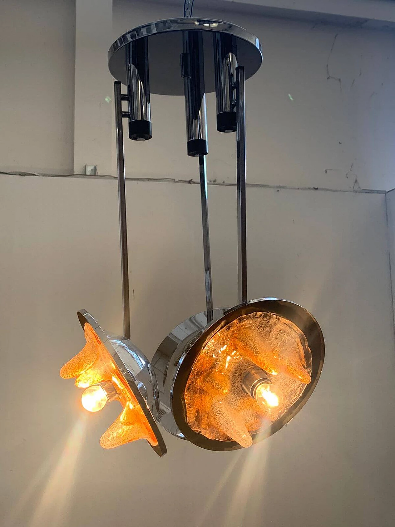Stained glass and steel chandelier by Carlo Nason for Mazzega, 60s 1278134