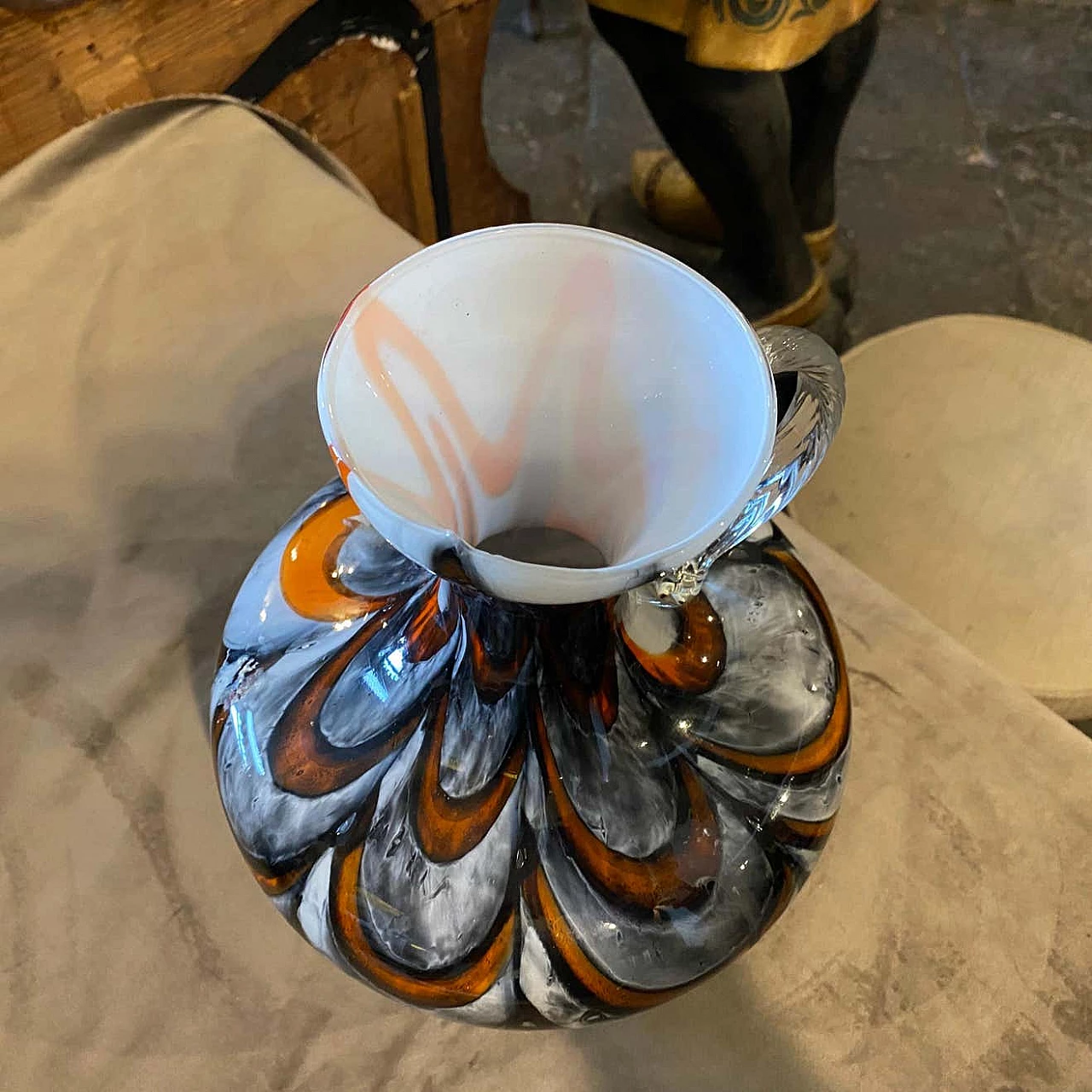 Caraffa in vetro opalino di Carlo Moretti, anni '70 1278293