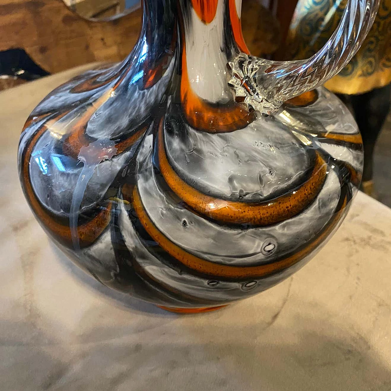 Caraffa in vetro opalino di Carlo Moretti, anni '70 1278294