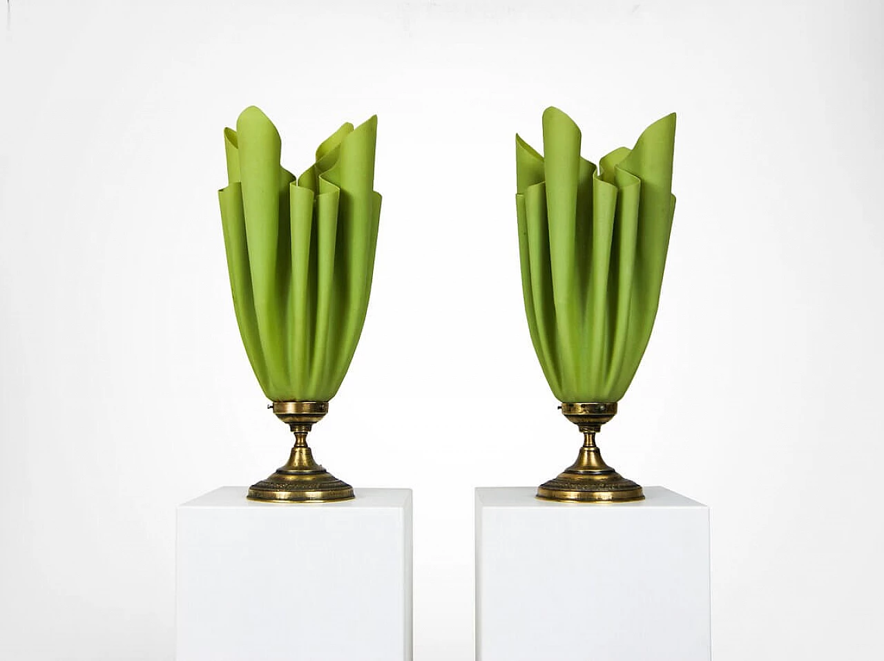 Pair of Ophélie table lamps in fiberglass and brass by Georgia Jacob, 60s 1278338