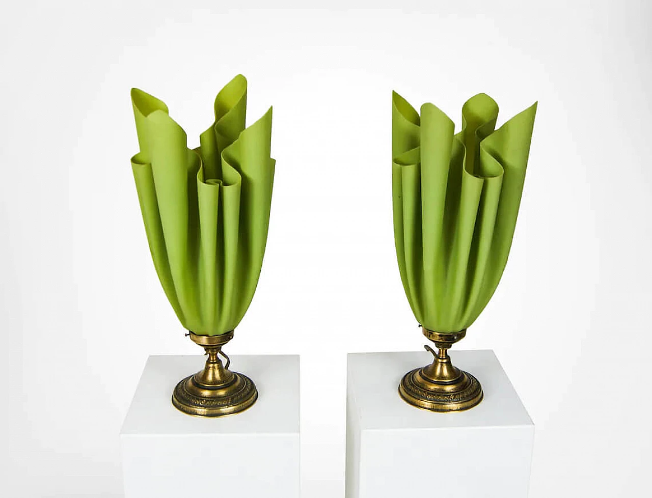Pair of Ophélie table lamps in fiberglass and brass by Georgia Jacob, 60s 1278341