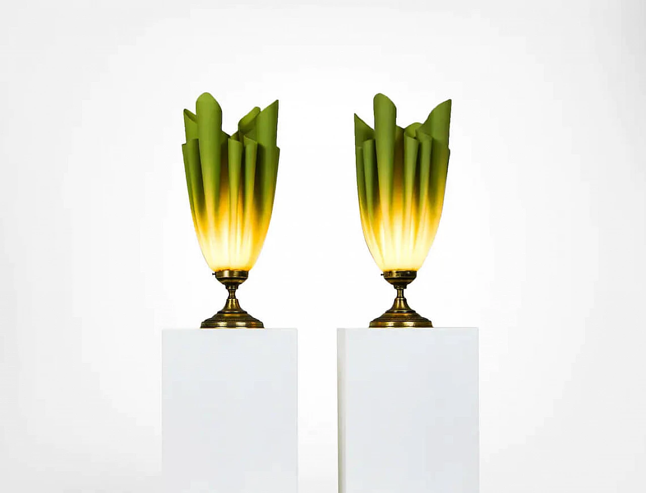 Pair of Ophélie table lamps in fiberglass and brass by Georgia Jacob, 60s 1278342