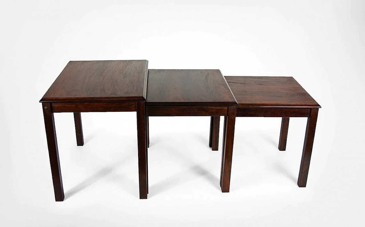3 Stackable coffee tables in rosewood by Trioh, 60s 1278369