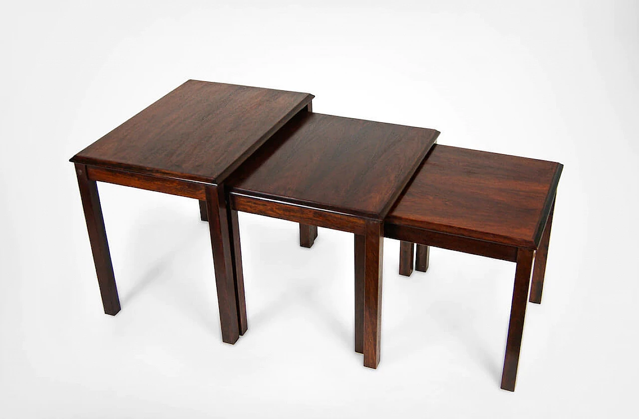 3 Stackable coffee tables in rosewood by Trioh, 60s 1278370