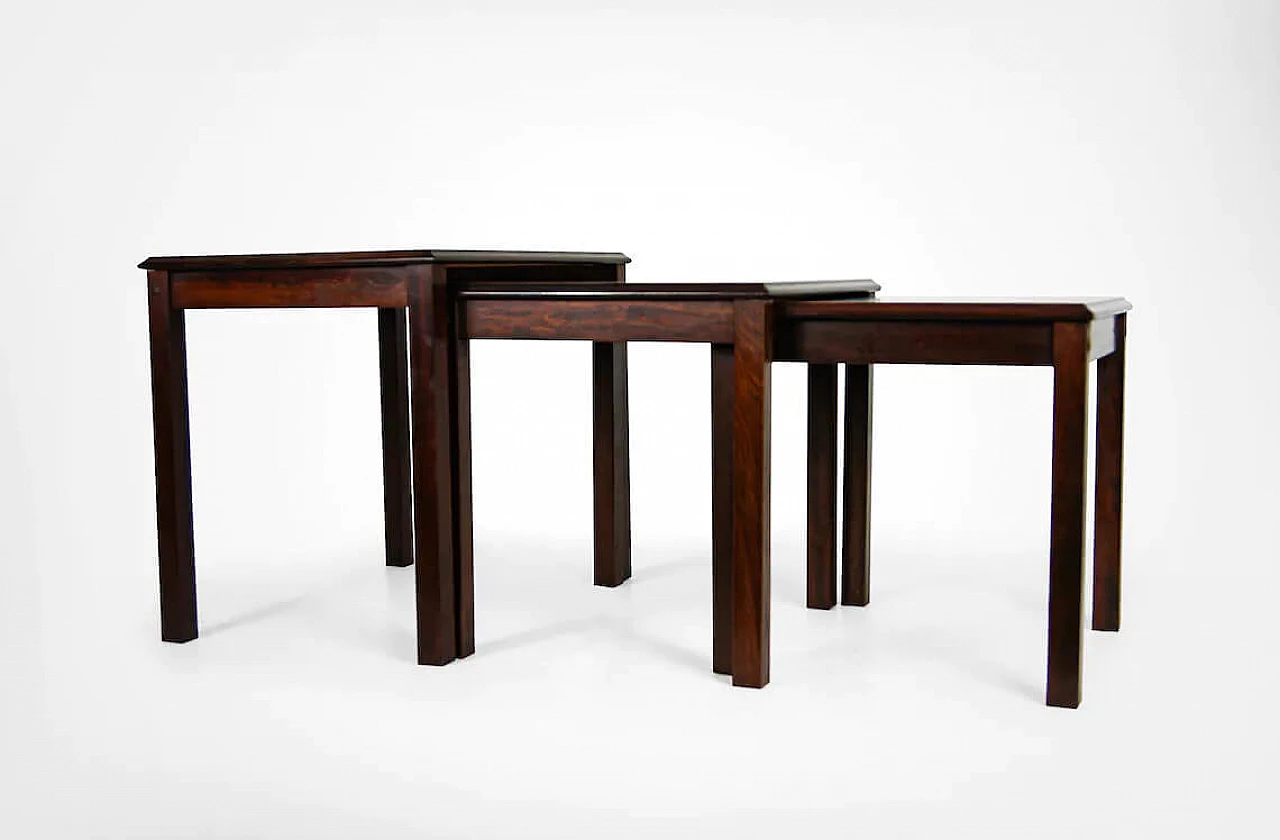 3 Stackable coffee tables in rosewood by Trioh, 60s 1278371