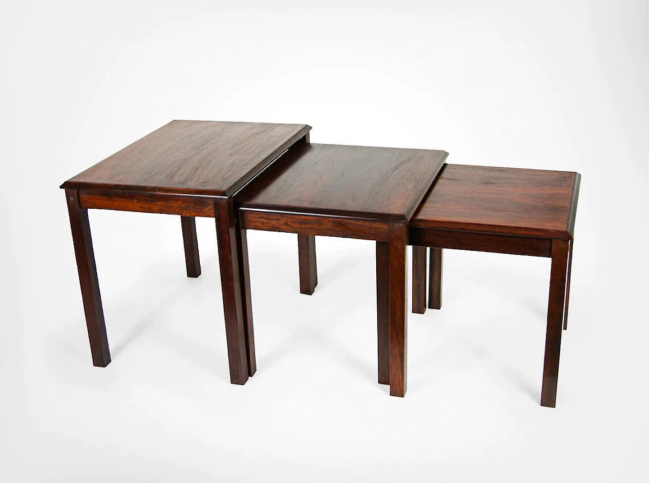 3 Stackable coffee tables in rosewood by Trioh, 60s 1278372