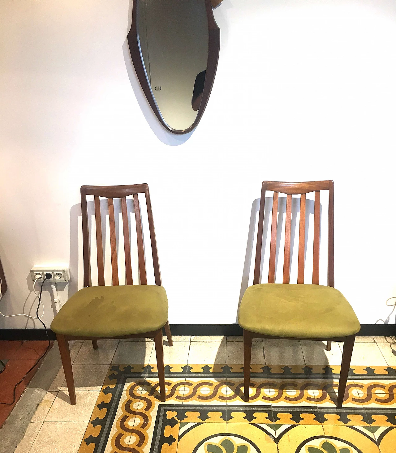 4 Chairs with teak frame, 50s 1278489