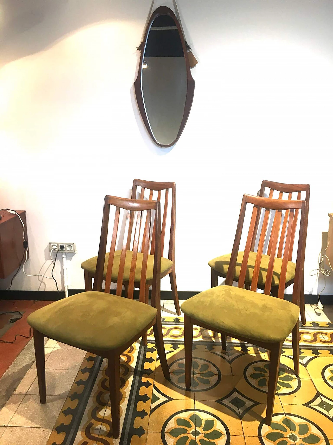 4 Chairs with teak frame, 50s 1278490
