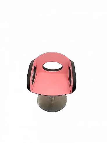 Space Age armchair in pink and black leather with steel frame, 60s
