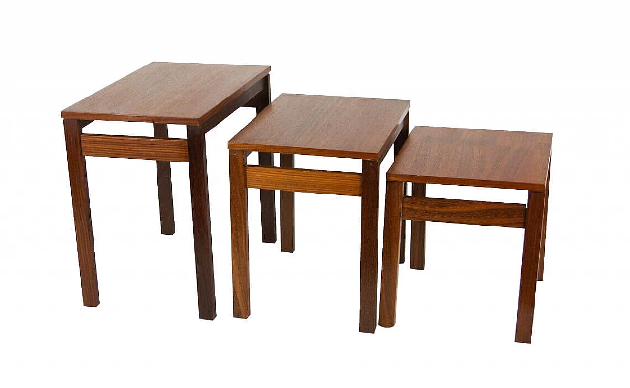 3 Stackable coffee tables in rosewood, 60s 1278621