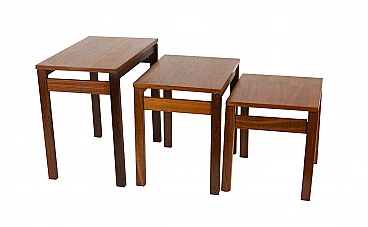3 Stackable coffee tables in rosewood, 60s
